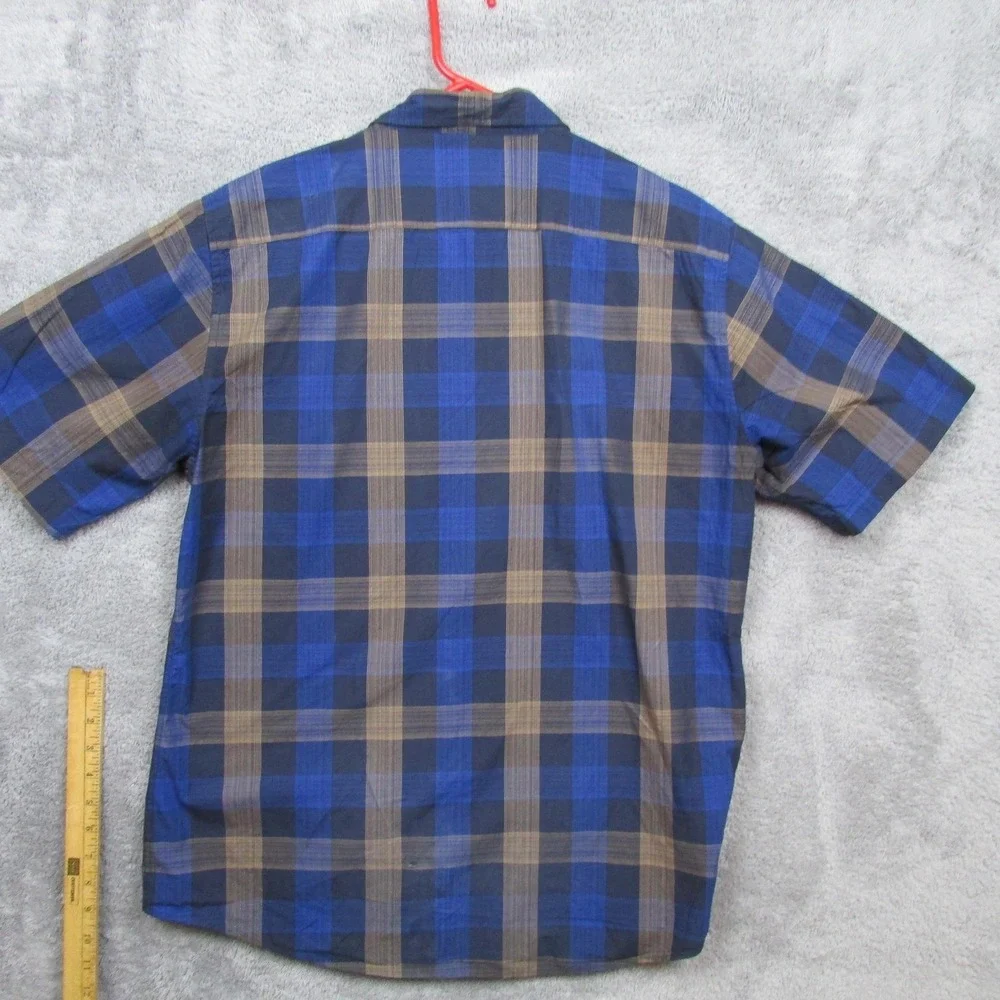 Nutexrol‎ Shirt Mens Large Blue Plaid Short Sleeve Button Front Casual Top